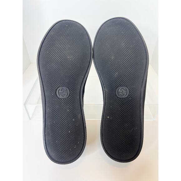 Gucci Black Leather Snake Print Slip On Sneakers, Size 7 - Picture 8 of 9